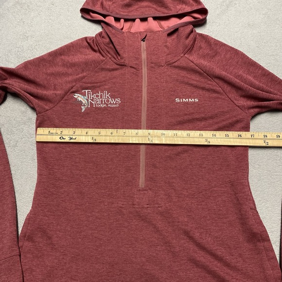 Simms Insect Shield Hoodie Womens Small Red 1/2 Zip Performance Fishing Light - Picture 4 of 8